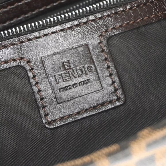 FENDI Logo Mamma Zucca Pattern Shoulder Bag Canvas Leather Brown Italy 662RH389 - Picture 15 of 16